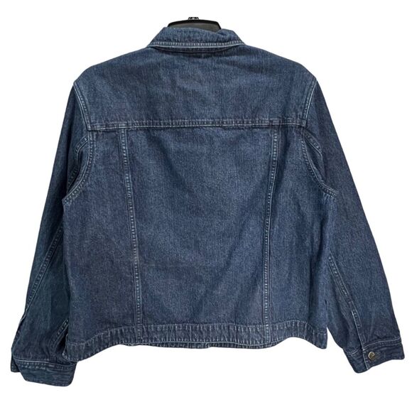 LL Bean Vintage Jean Jacket Women L Blue Denim Pockets Trucker Classic Retro 90s - Picture 4 of 15